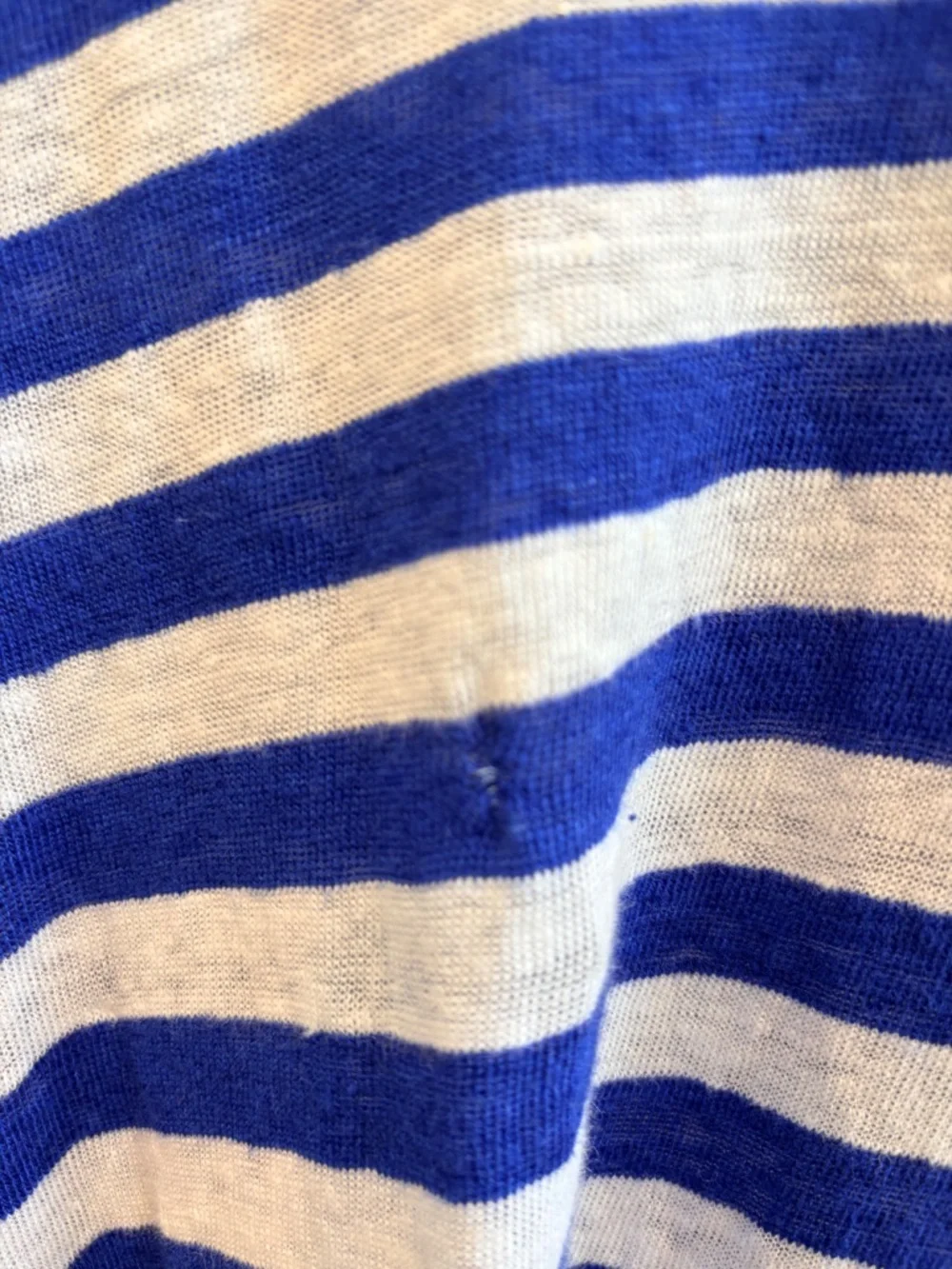 J.Crew 100% Linen Striped Tee XS Blue White Long Sleeve Top Nautical